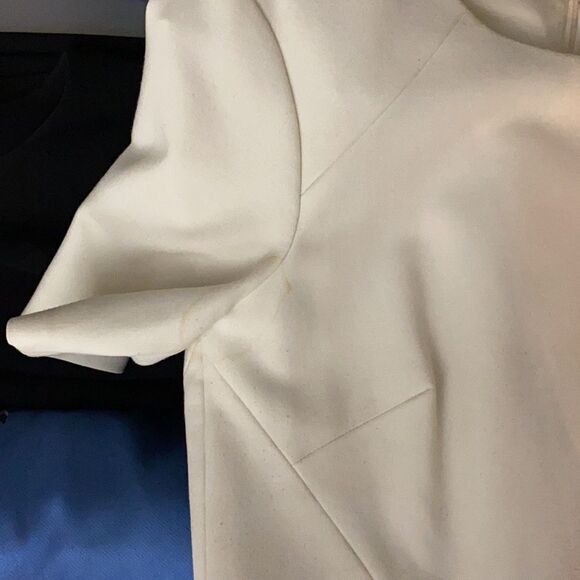 💙 Tibi Paneled stretch crepe mini dress sz M Little White Dress with Sleeves - Picture 7 of 7